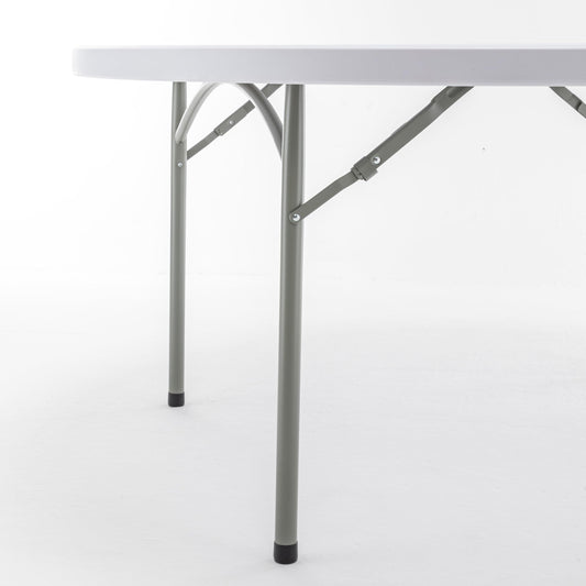 BTEXPERT White 5 Ft 60inch Round Plastic Folding Table For Banquet Dining Wedding Party Backyard Outdoor, Set of 5