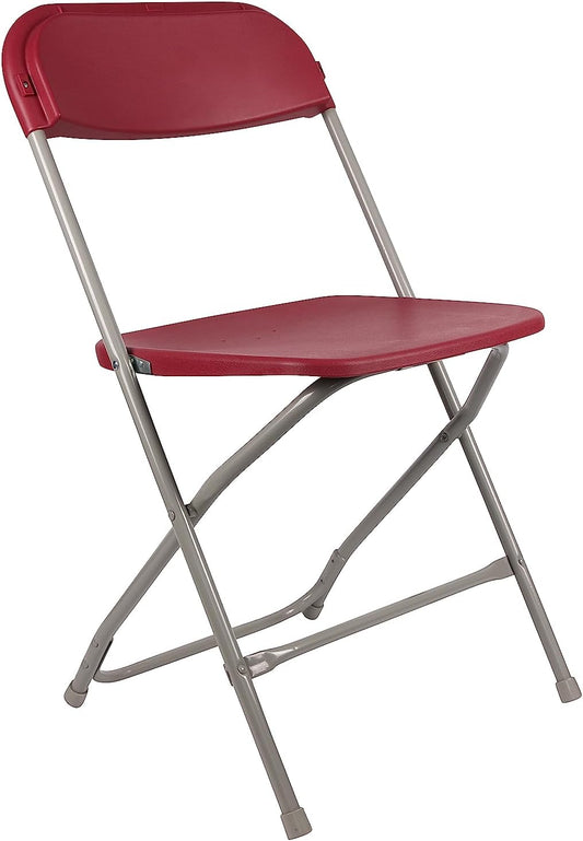 BTExpert Red Plastic Folding Chair, Steel Frame, High Capacity, Lightweight Office, Wedding, Party, Picnic, Kitchen, Dining, Church, School - Set of 50