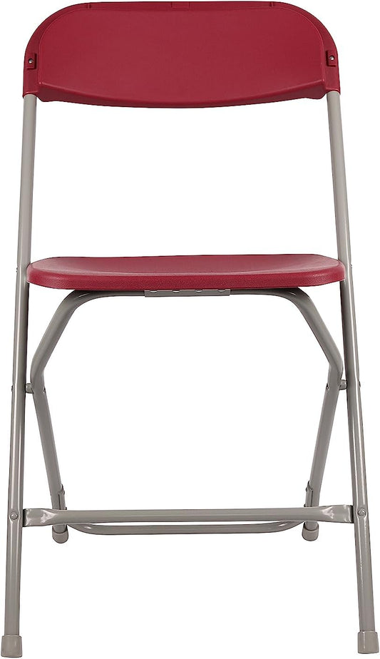 BTExpert Red Plastic Folding Chair, Steel Frame, High Capacity, Lightweight Office, Wedding, Party, Picnic, Kitchen, Dining, Church, School