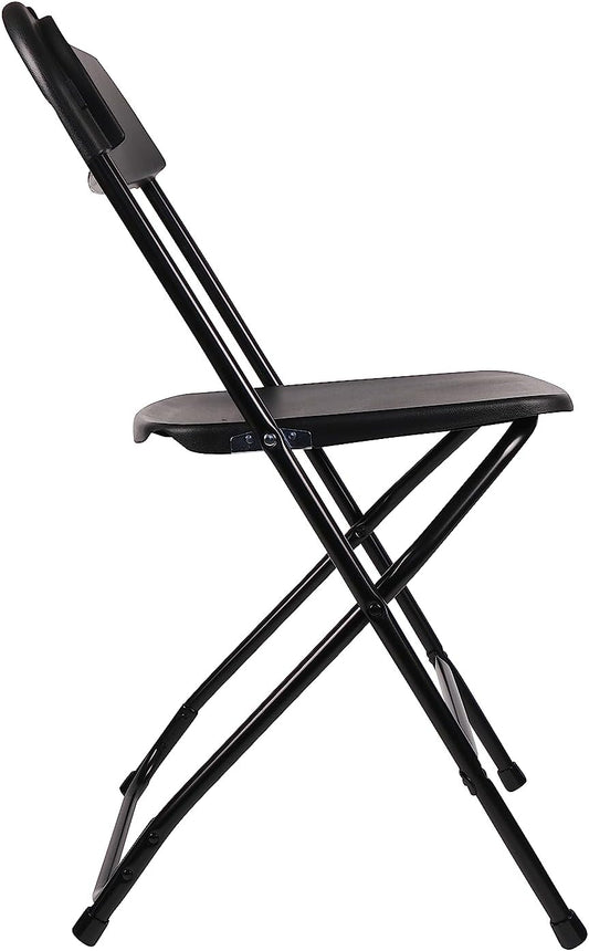 BTExpert Black Plastic Folding Chair, Steel Frame, Commercial High-Capacity Lightweight Seat for Office, Event, Church, School, Party, Dining
