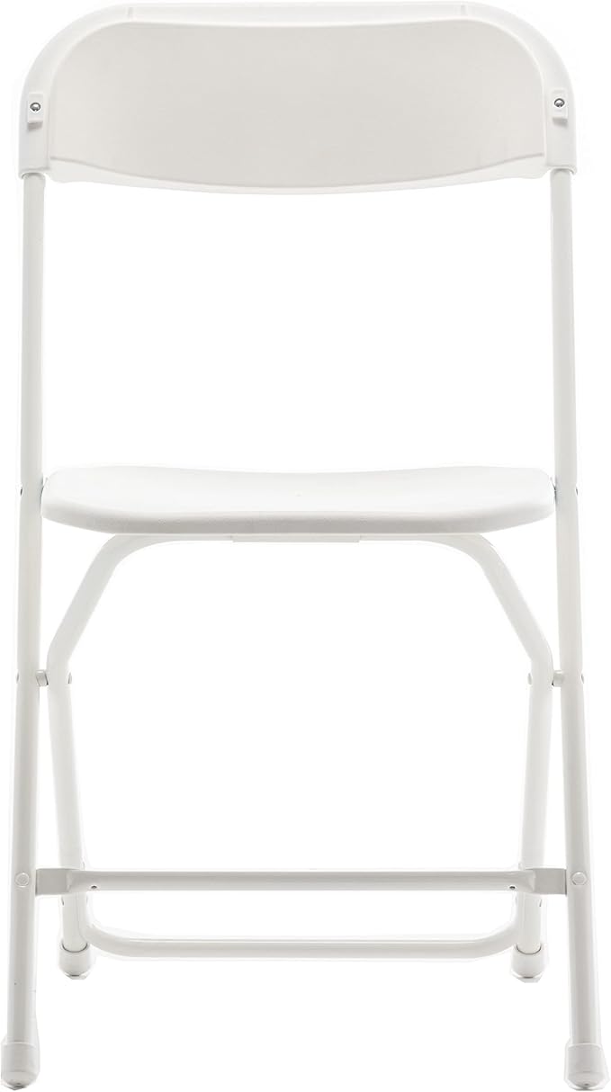 BTExpert Indoor Outdoor White Plastic Folding Chairs Stacking Steel Frame Commercial - Set of 6 In Store Only
