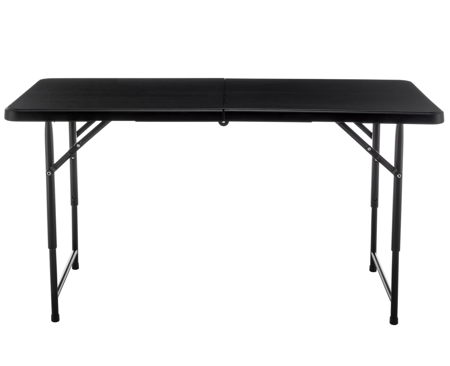 BTExpert Fold-in-Half Folding Utility Table 4 Feet Lightweight Height Adjustable Portable Carrying Handle Indoor Outdoor, Picnic Camping Office Home Party Convenient Easy to Clean Store & Care Black