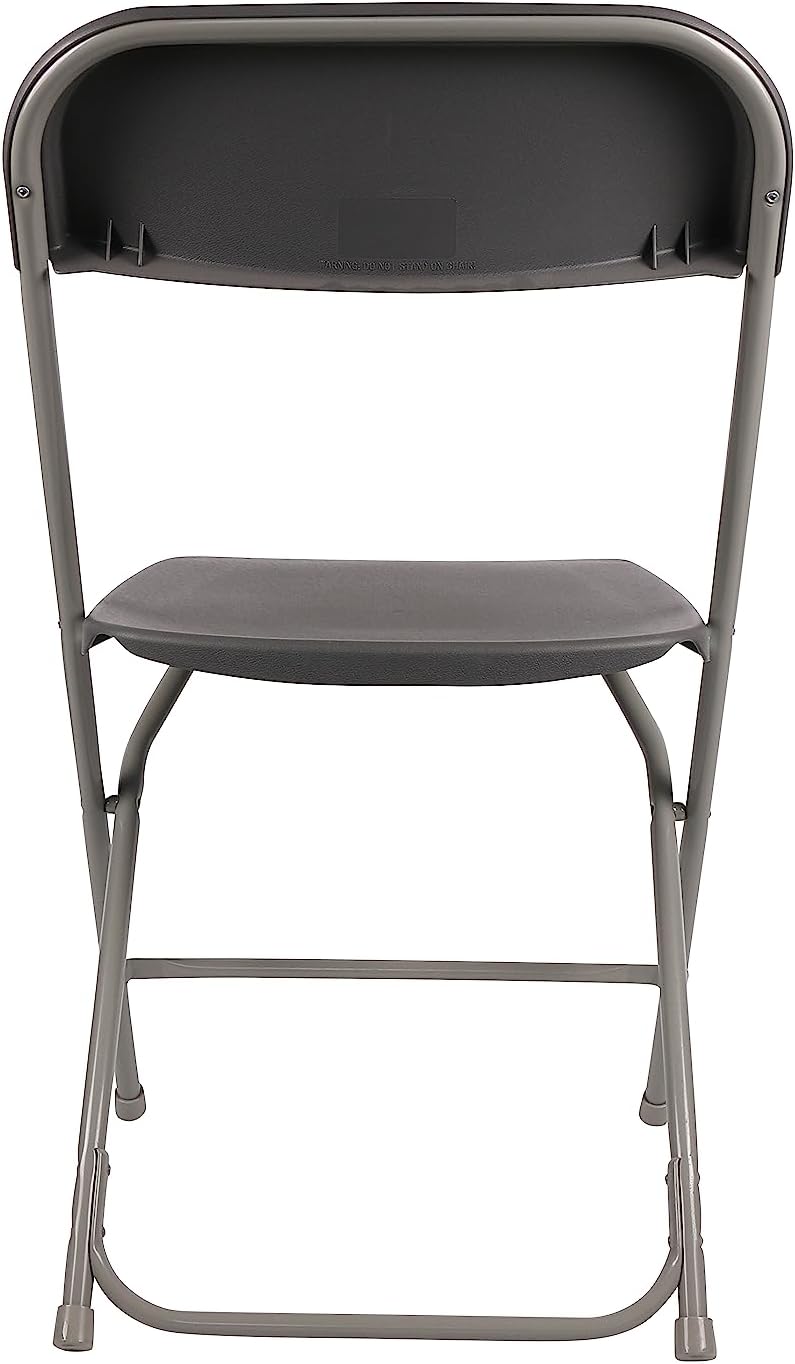 TExpert Gray Plastic Folding Chair, Steel Frame, High Capacity, Lightweight Office, Wedding, Party, Picnic, Kitchen, Dining, Church, School - Set of 4