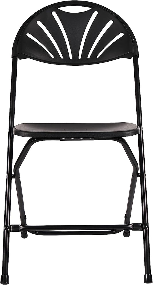 BTExpert Black Plastic Folding Chair, Steel Frame, High-Capacity Event Chair, Lightweight for Wedding & Party