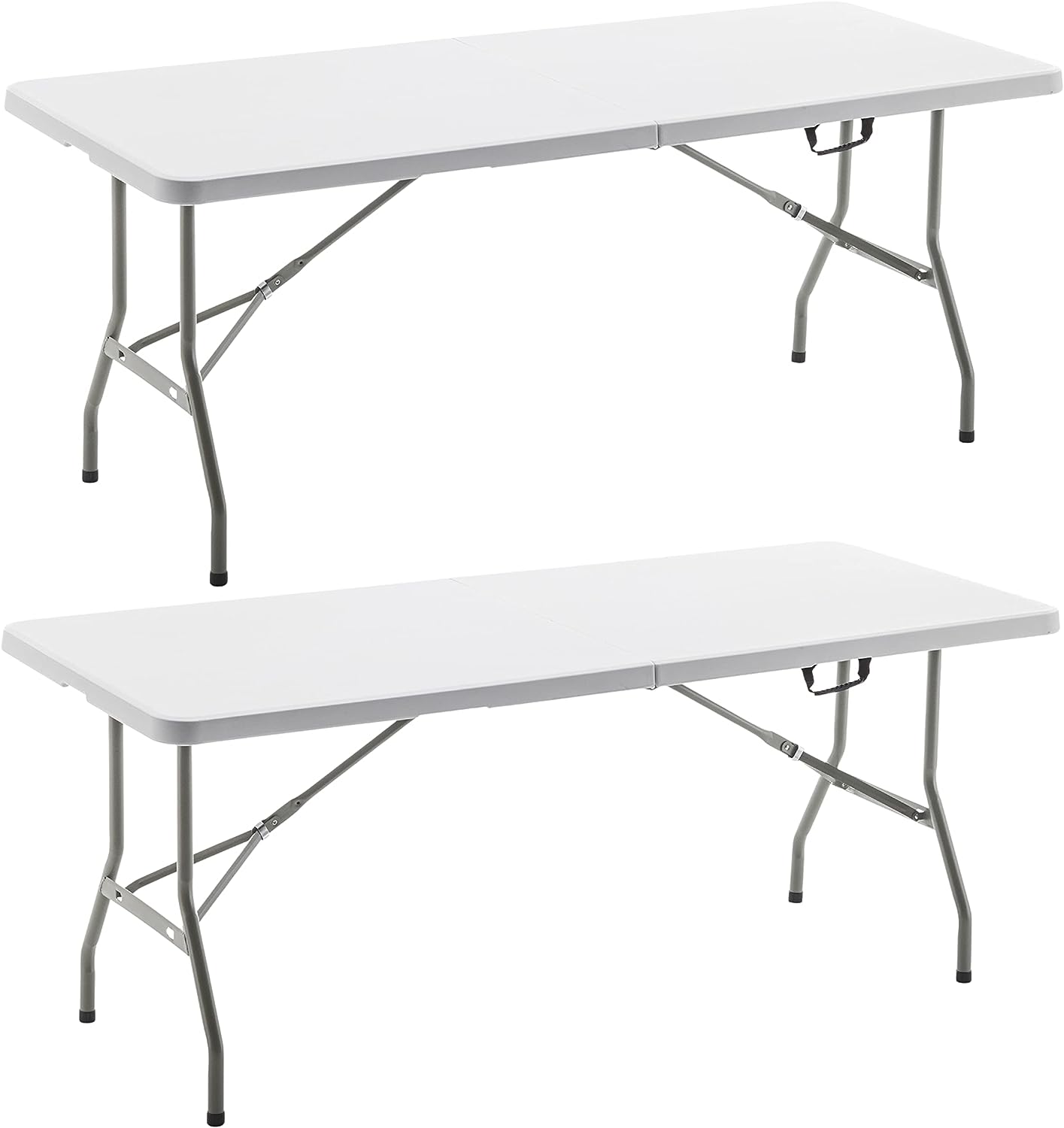 BTExpert Fold-in-Half Folding Utility Table 6ft 72"x29.5", Lightweight, Portable Office Home Party Indoor Outdoor - Set of 2