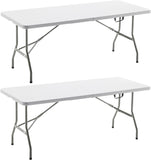 BTExpert Fold-in-Half Folding Utility Table 6ft 72"x29.5", Lightweight, Portable Office Home Party Indoor Outdoor - Set of 2