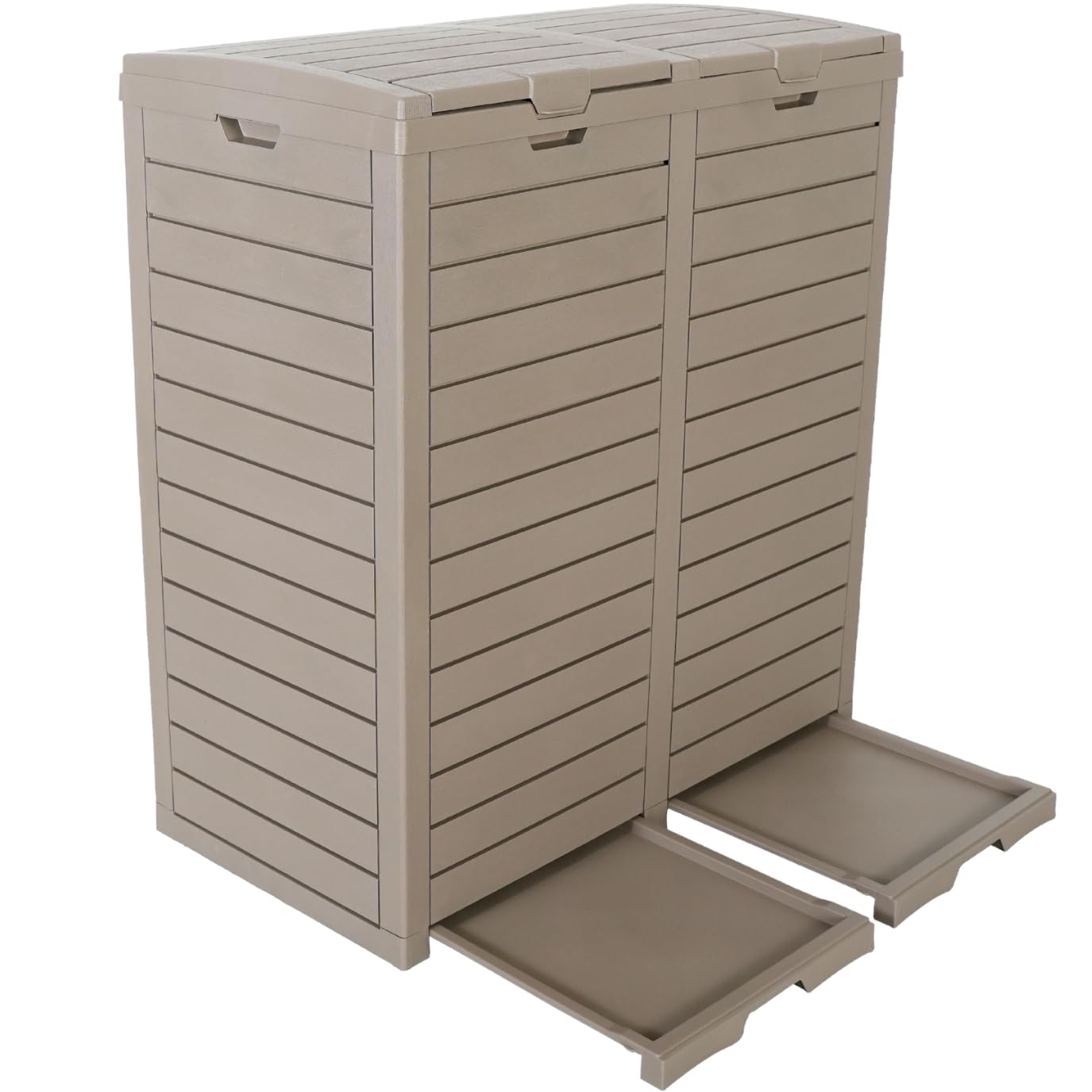 BTExpert 62 Gallon Outdoor Garbage Trash Can Waterproof Double Lid Waste Kitchen Gray - Set of 5
