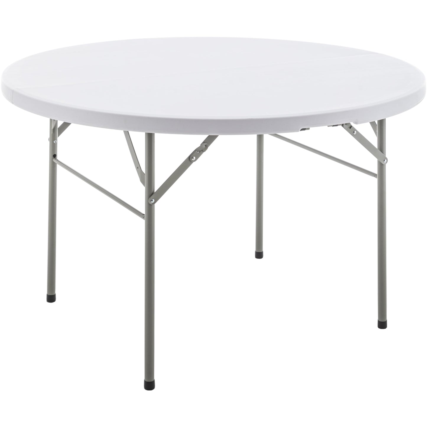 BTExpert 4ft Round Folding Table, White Plastic, Portable Commercial Indoor/Outdoor for Events, Patio, Home & Dining