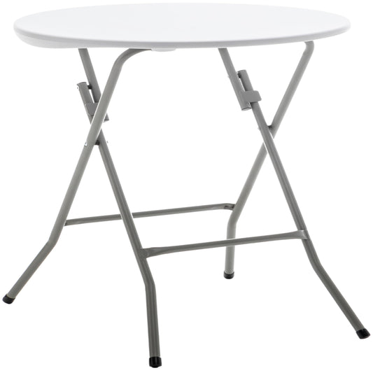 BTEXPERT Folding Card Portable, 24" Round Plastic Table 4 Adult Granite White Commercial Chairs