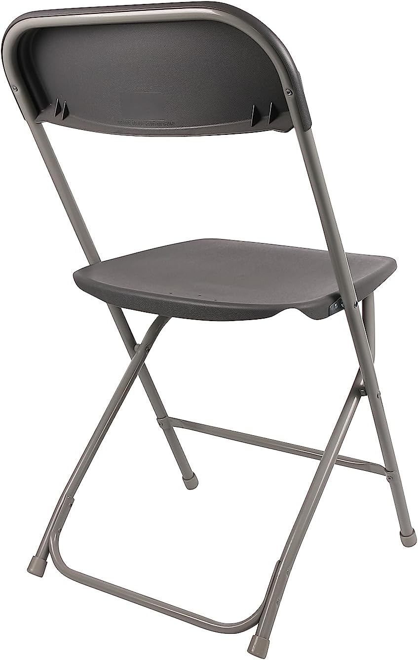 TExpert Gray Plastic Folding Chair, Steel Frame, High Capacity, Lightweight Office, Wedding, Party, Picnic, Kitchen, Dining, Church, School - Set of 4