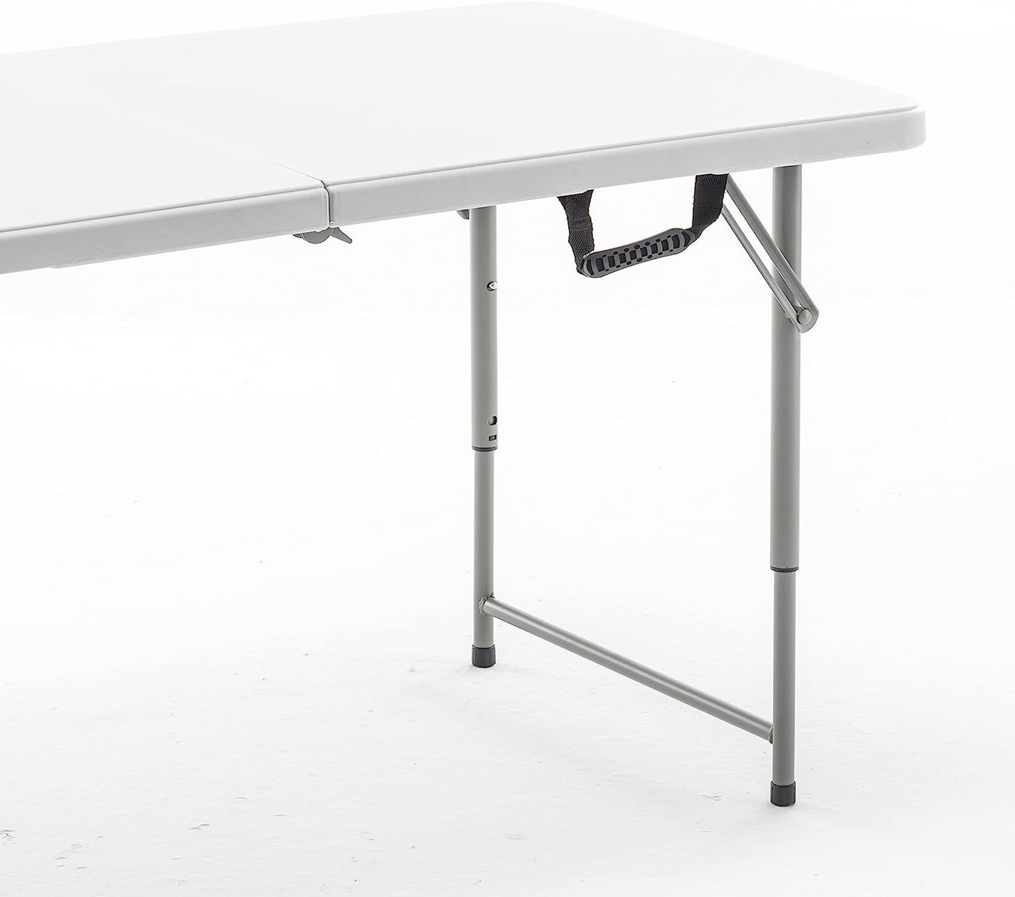 BTExpert 4ft Fold-in-Half Utility Table, Lightweight, Height Adjustable, Indoor/Outdoor, Easy to Clean – White