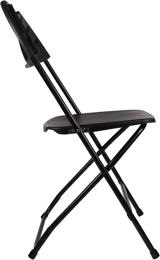BTExpert Black Plastic Folding Chair, Steel Frame, High-Capacity Event Chair, Lightweight for Wedding & Party