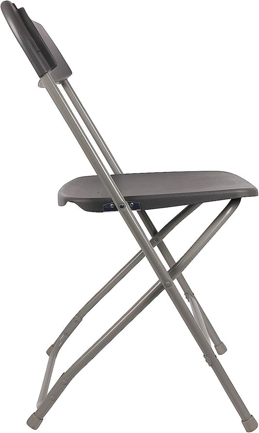 BTExpert Gray Plastic Folding Chair, Steel Frame, High Capacity, Lightweight Office, Wedding, Party, Picnic, Kitchen, Dining, Church, School