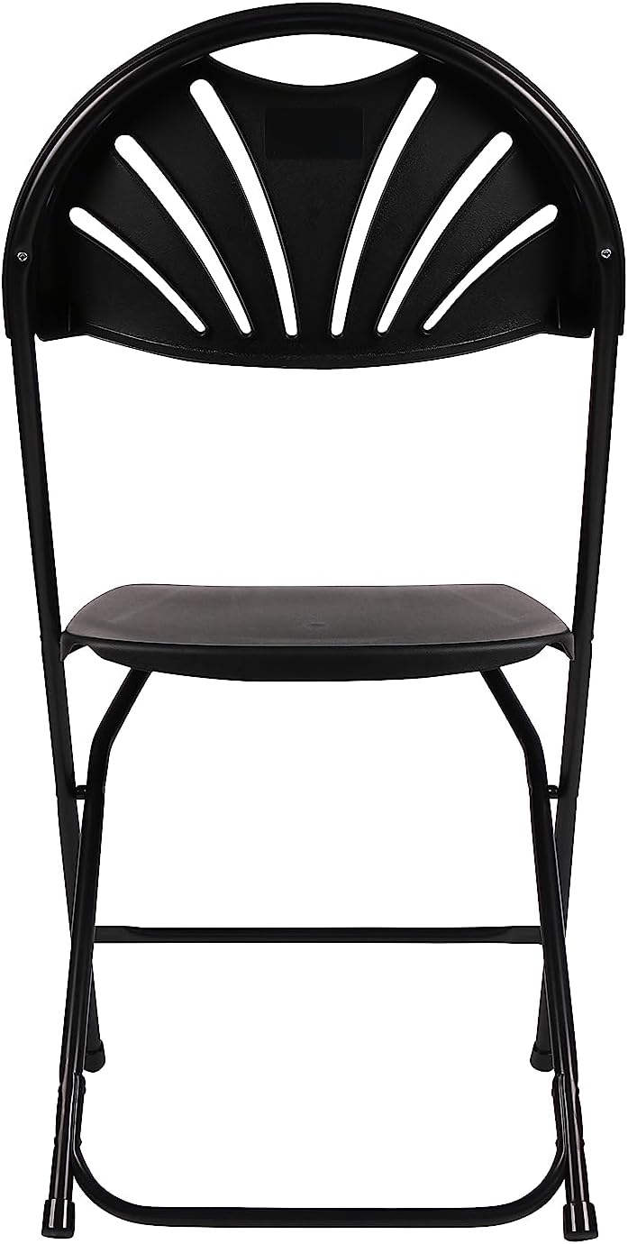 BTExpert Black Plastic Folding Chair, Steel Frame, High-Capacity Event Seating - Set of 4