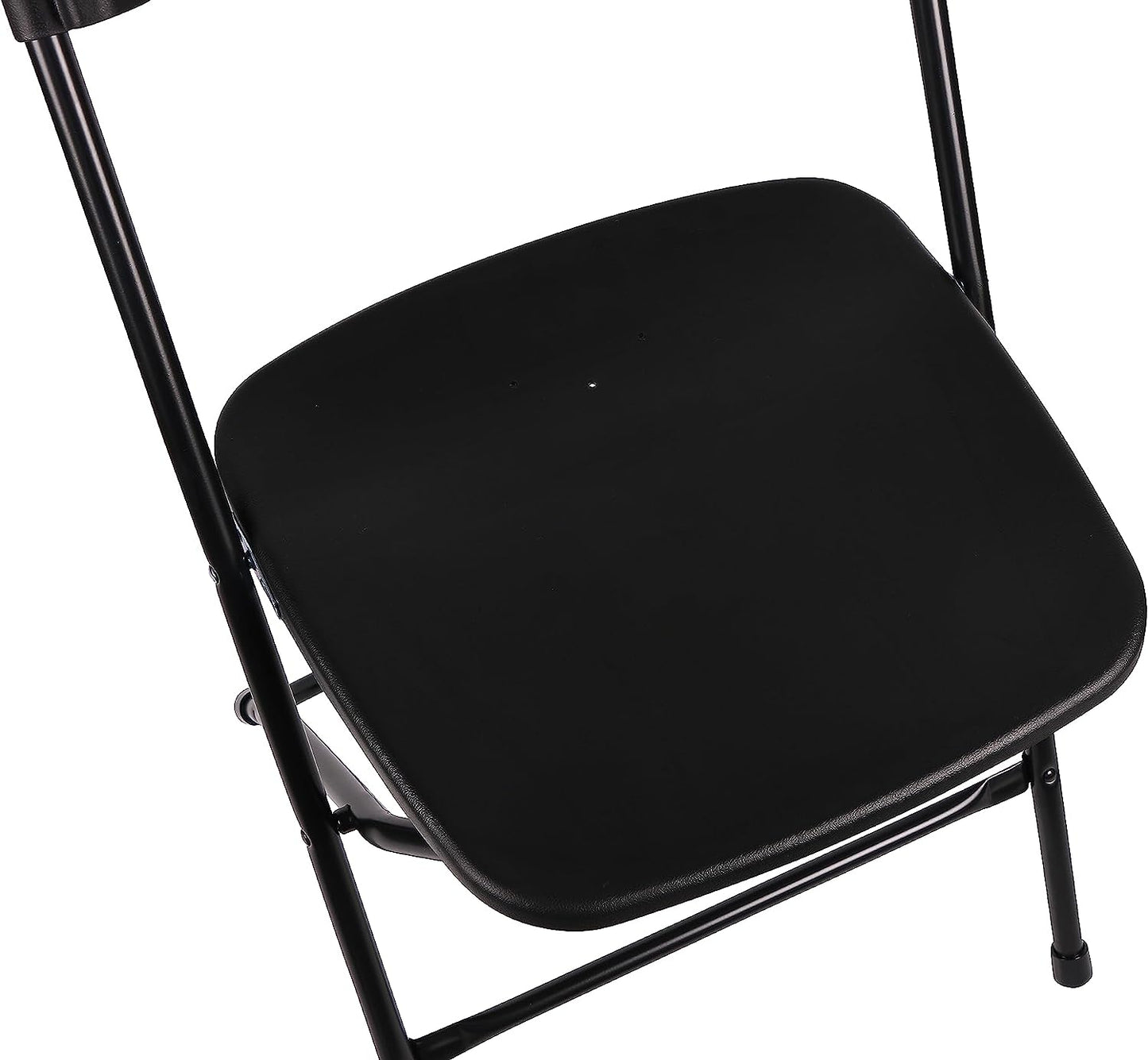 BTExpert Black Plastic Folding Chair, Steel Frame, High-Capacity Event Seating - Set of 4