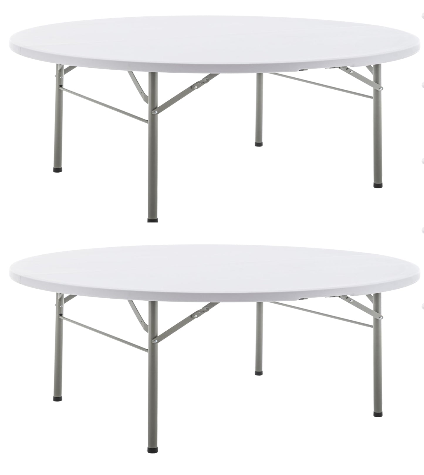 BTExpert 60" White Round Folding Table, Commercial Plastic, Portable for Banquet, Wedding, Party, Home, Patio, Indoor Outdoor - Set of 2