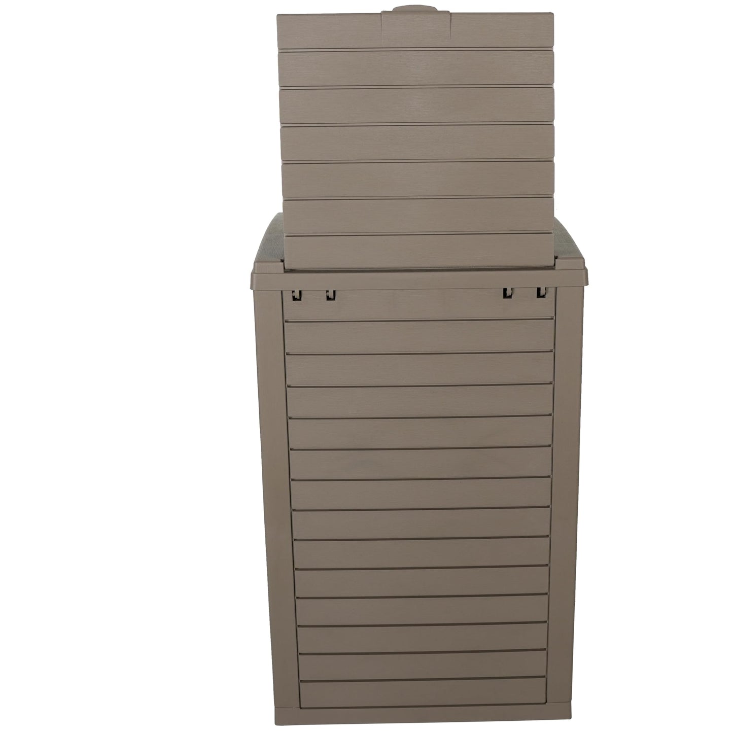 BTExpert Outdoor Trash Can Waterproof Resin Bin with Double Lid, Drip Tray, Hidden Design for Patio