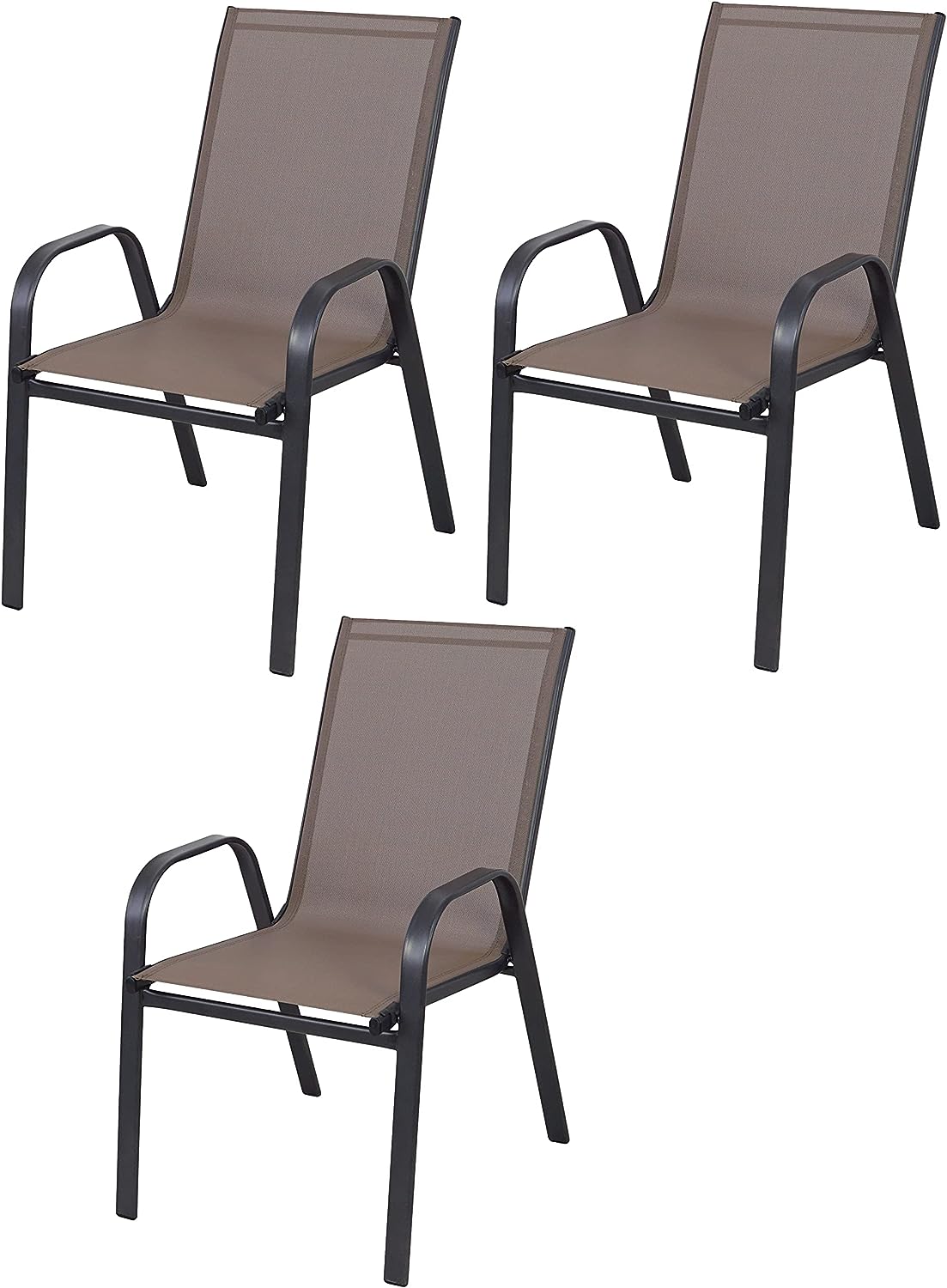 BTExpert Indoor Outdoor 27.5" Square Restaurant Table Stainless Steel Silver Aluminum + 3 Brown Flexible Chairs