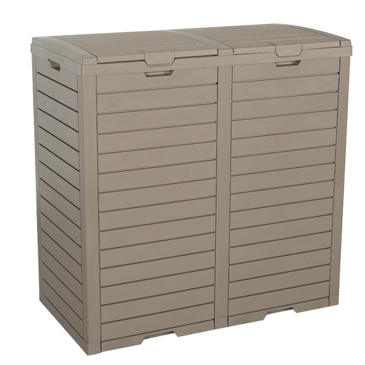 BTExpert 62 Gallon Outdoor Garbage Trash Can Waterproof Double Lid Waste Kitchen Gray - Set of 5