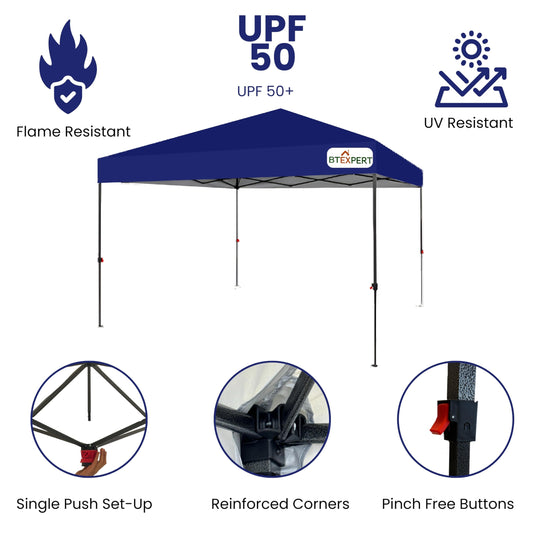 BTExpert - 10x10ft Portable Folding Shelter Outdoor Adjustable Height for Garden BBQ Picnic Camping