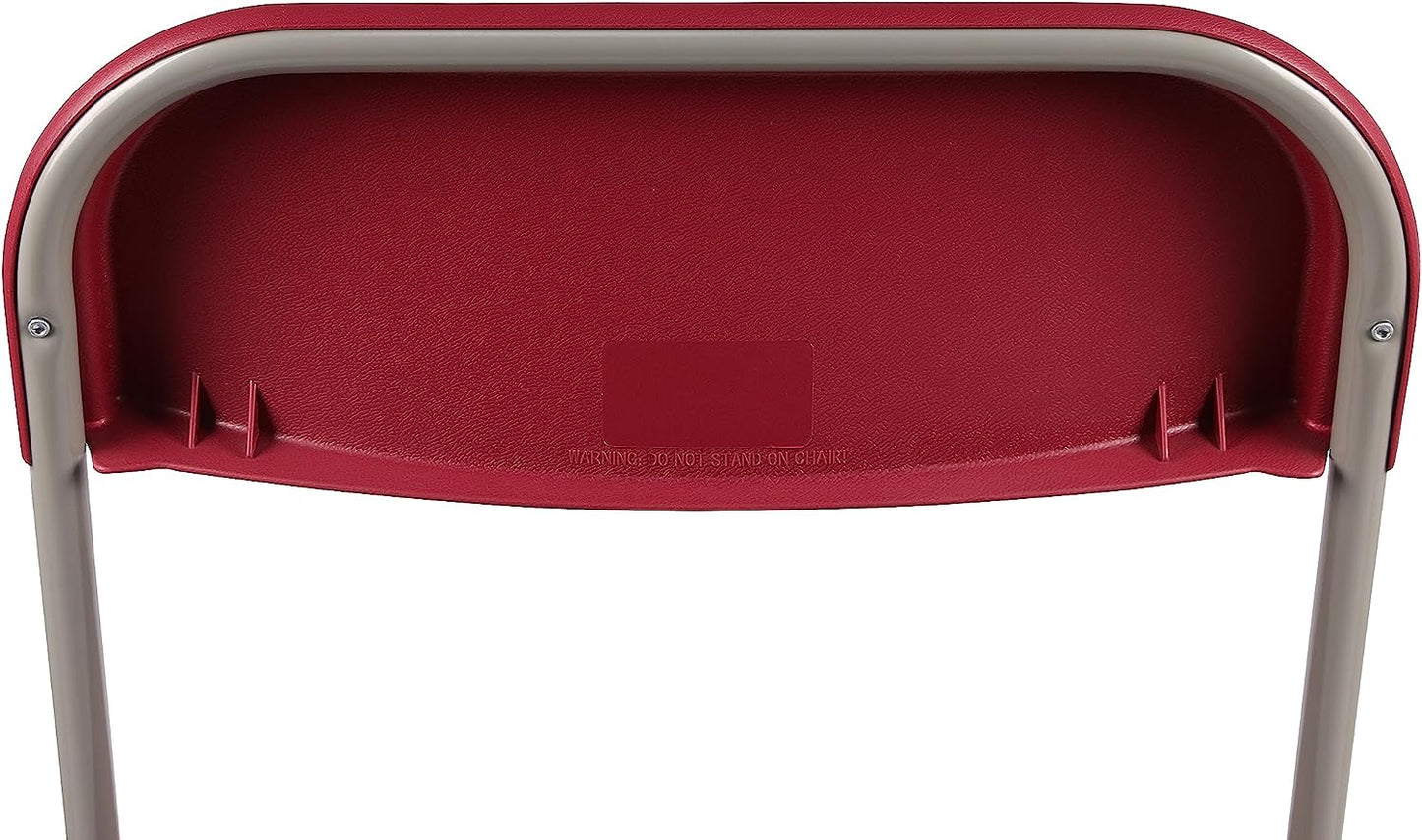 BTExpert Red Plastic Folding Chair, Steel Frame, High Capacity, Lightweight Office, Wedding, Party, Picnic, Kitchen, Dining, Church, School - Set of 8