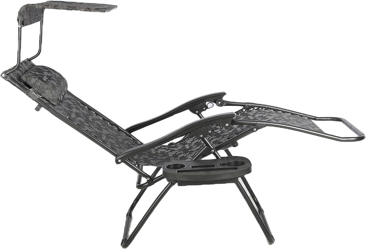 BTEXPERT Zero Gravity Chair Lounge Outdoor Pool Patio Beach Yard Garden Sunshade Utility Tray Cup Holder Black
