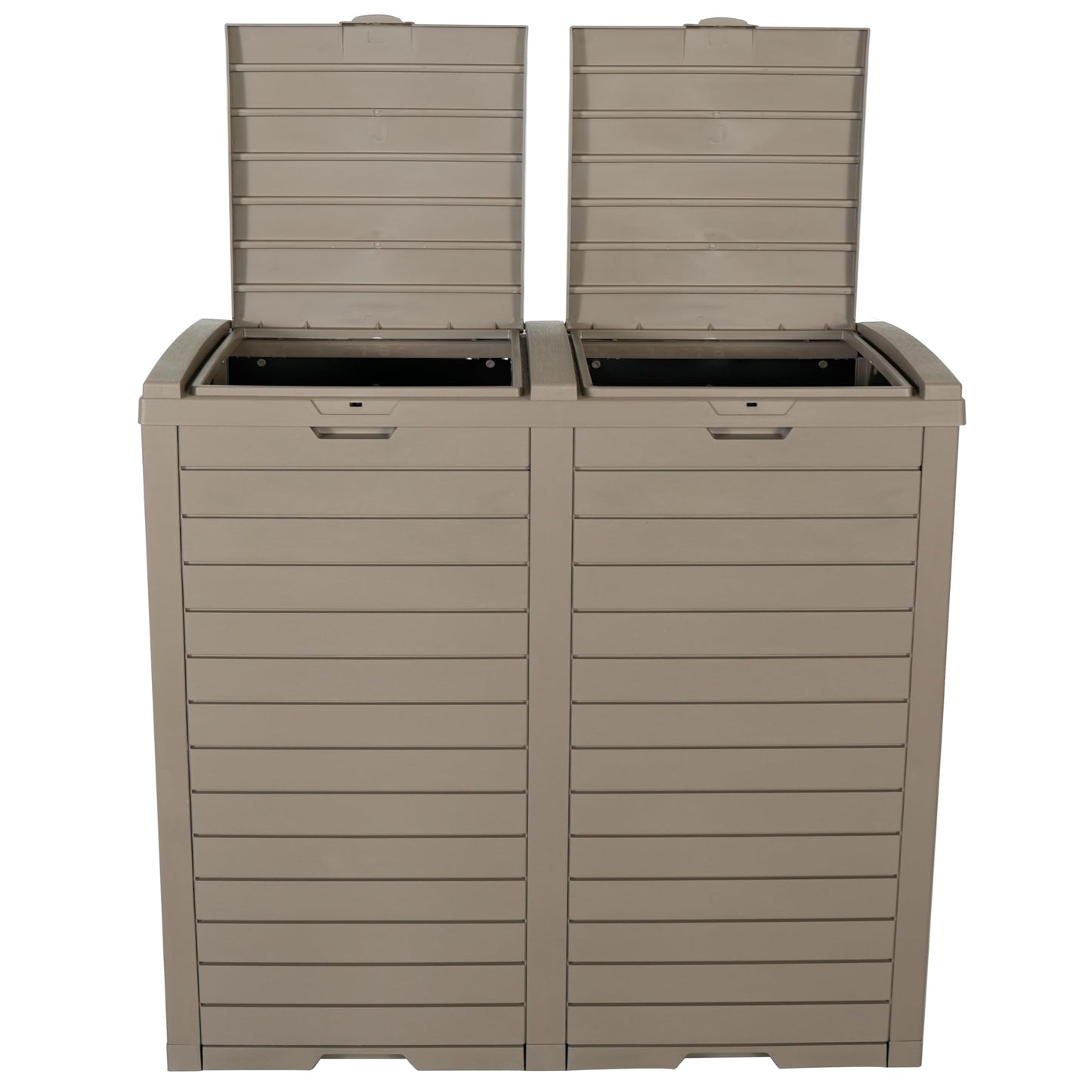 BTExpert 62 Gallon Outdoor Garbage Trash Can Waterproof Double Lid Waste Kitchen Gray - Set of 5