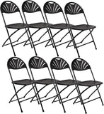 BTExpert Black Plastic Folding Chair, Steel Frame, Lightweight Event Seating, Wedding/Party - Set of 8