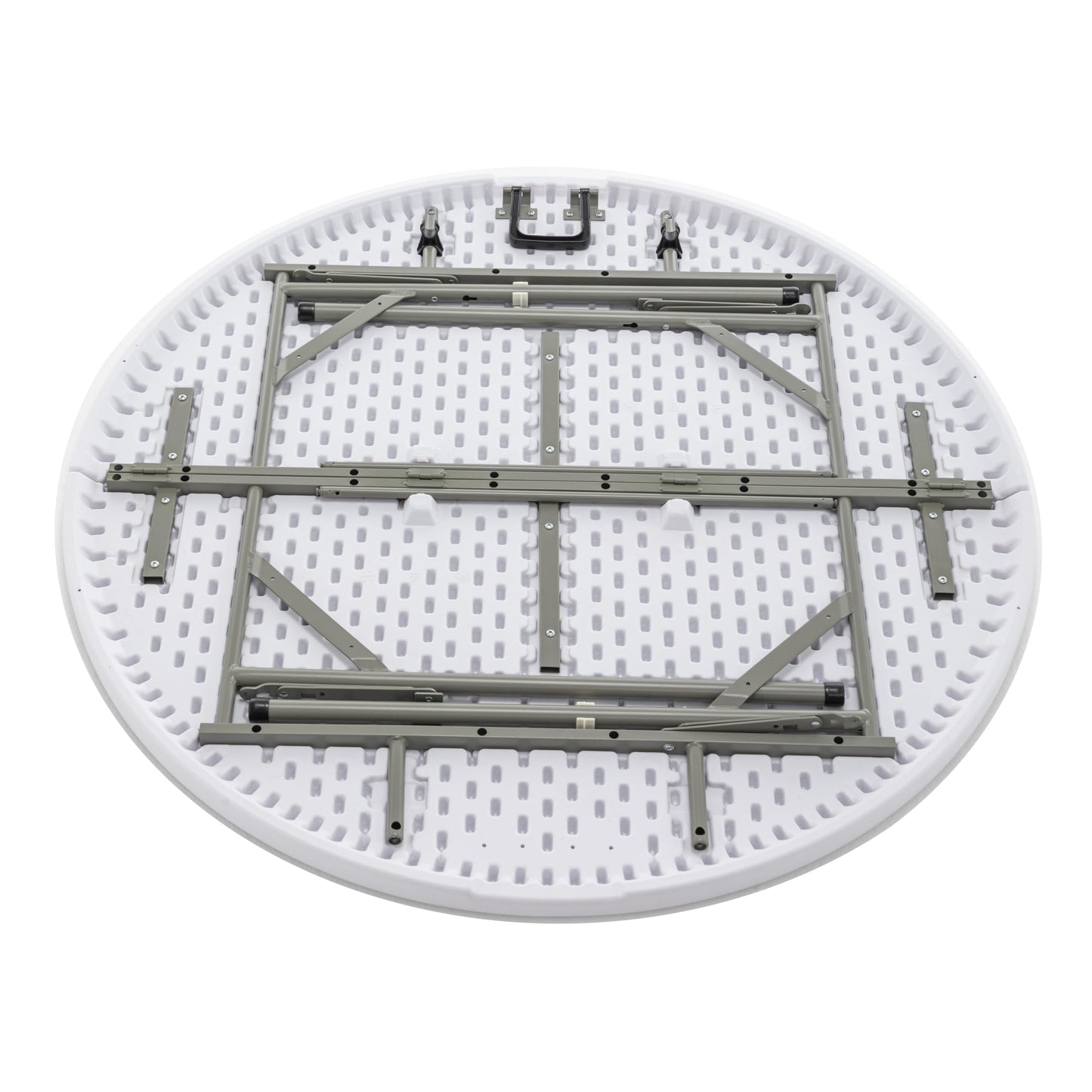 BTExpert 4ft Round Folding Table, White Plastic, Portable Commercial Indoor/Outdoor for Events, Patio, Home & Dining