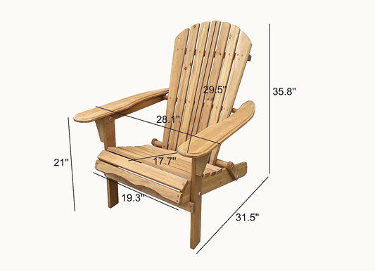 BTExpert Folding Adirondack Chair Half-Assembled Wooden Lounge for Outdoor, Lawn, Deck, Fire Pit, Pool, Beach, 350lb Capacity - Set of 2