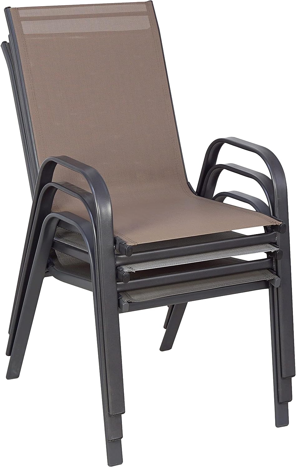 BTExpert Indoor Outdoor 27.5" Square Restaurant Table Stainless Steel Silver Aluminum + 3 Brown Flexible Chairs