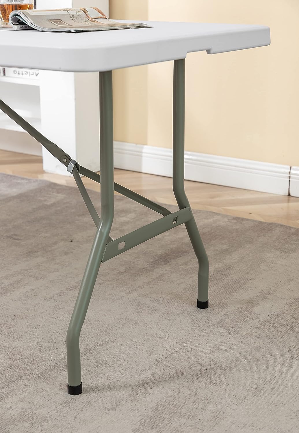 BTExpert 6ft Fold-in-Half Folding Utility Table 72"x29.5", Lightweight, Portable with Carrying Handle for Indoor Outdoor - Set of 5