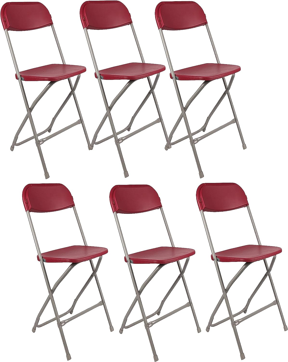 BTExpert Red Plastic Folding Chair, Steel Frame, High Capacity, Lightweight Office, Wedding, Party, Picnic, Kitchen, Dining, Church, School - Set of 6