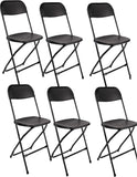 BTExpert Black Plastic Folding Chair, Steel Frame, High Capacity, Lightweight – Office, Wedding, Party, Picnic, Kitchen, Dining, Church, School - Set of 6