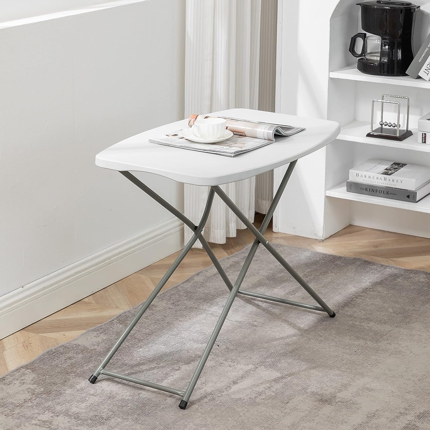 BTExpert 2.5ft Personal Folding Utility Table 29" x 19", Lightweight, Adjustable Height, Portable with Carrying Handle for Indoor Outdoor - Set of 5