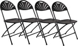 BTExpert Black Plastic Folding Chair, Steel Frame, High-Capacity Event Seating - Set of 4