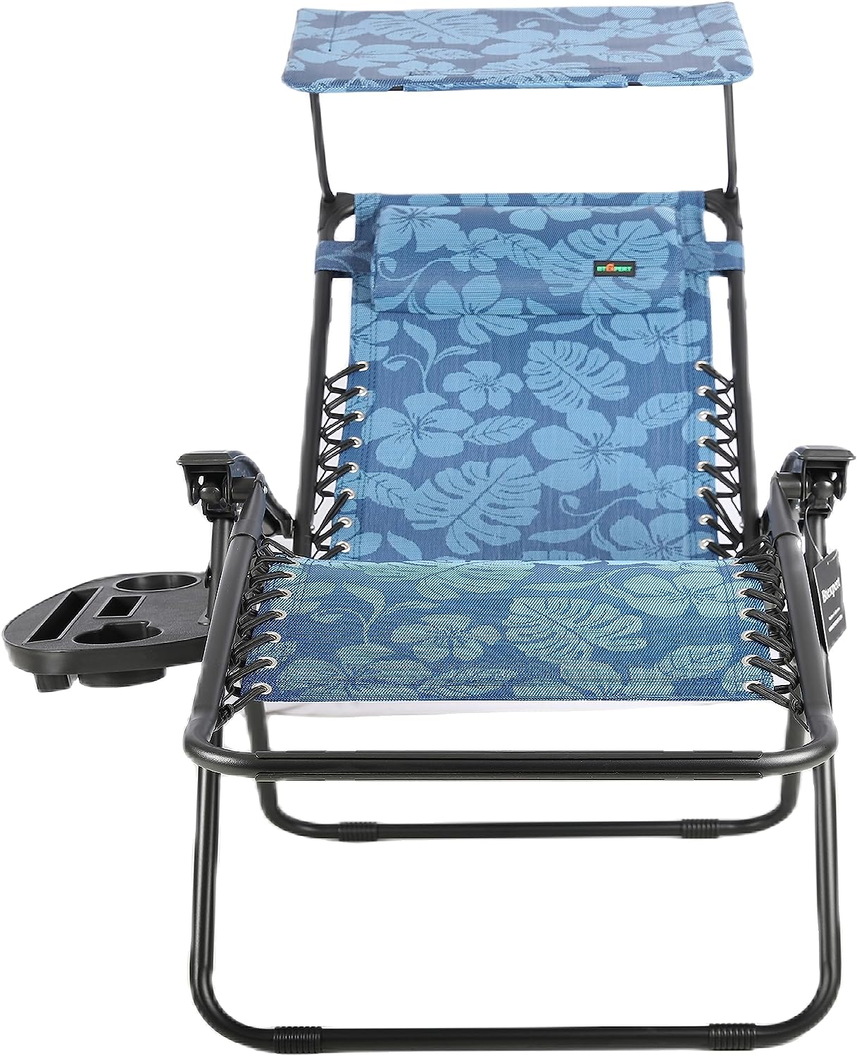 BTEXPERT Zero Gravity Chair, Outdoor Lounge with Sunshade, Utility Tray & Cup Holder - Blue (Set of 2 pcs)