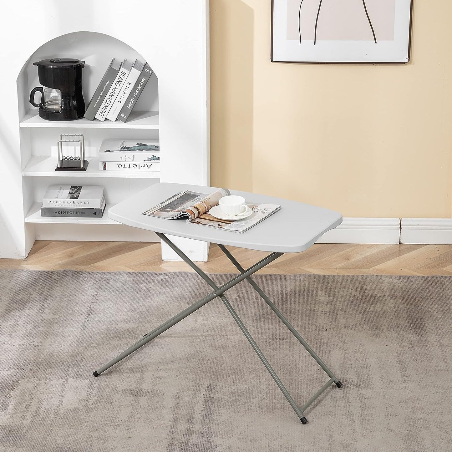 BTExpert 2.5ft Personal Folding Utility Table 29" x 19", Lightweight, Adjustable Height, Portable with Carrying Handle for Indoor Outdoor - Set of 5