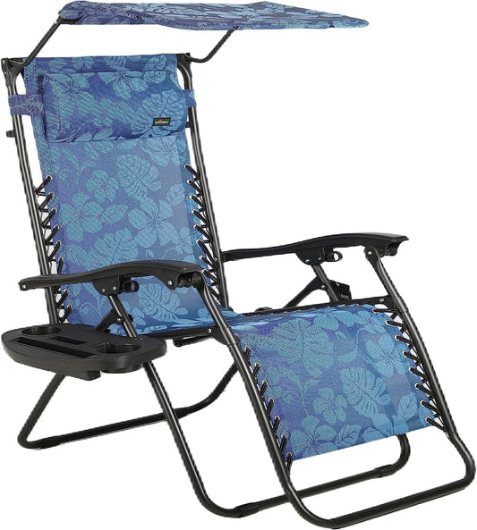 BTEXPERT Zero Gravity Chair Lounge Outdoor Pool Beach Yard Garden Utility Tray Cup Holder Blue