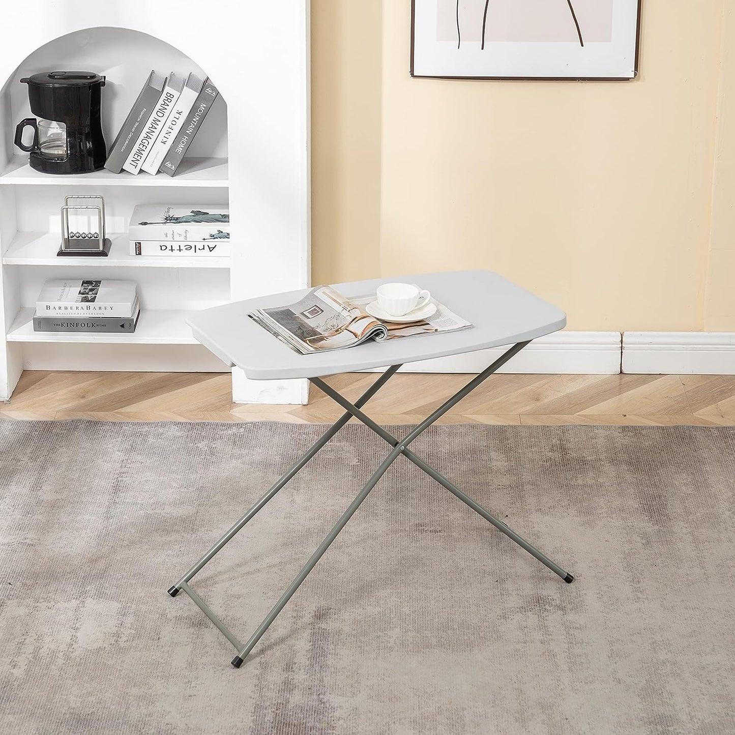 BTExpert 2.5ft Personal Folding Utility Table 29" x 19", Lightweight, Adjustable Height, Portable with Carrying Handle for Indoor Outdoor - Set of 5