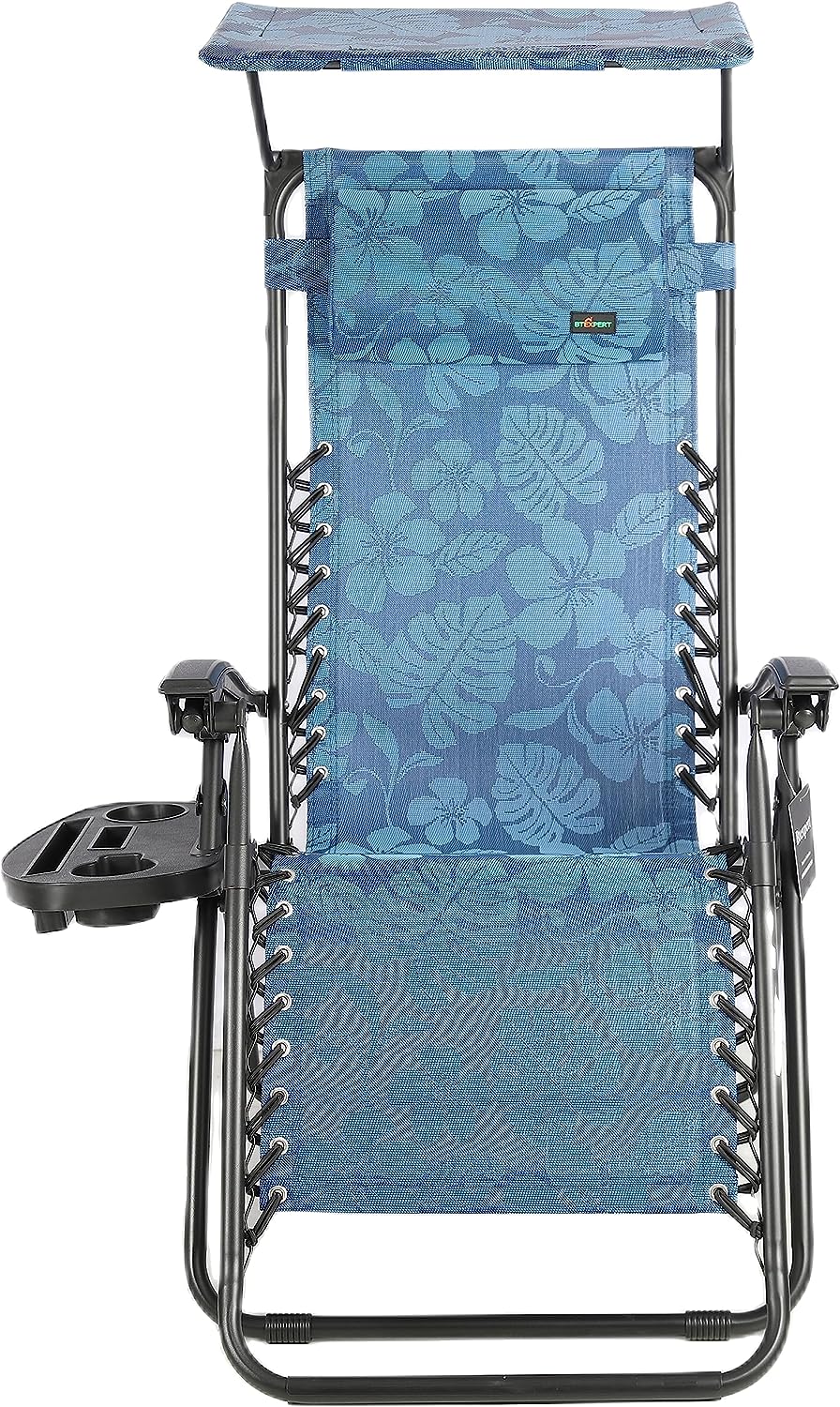 BTEXPERT Zero Gravity Chair, Outdoor Lounge with Sunshade, Utility Tray & Cup Holder - Blue (Set of 2 pcs)