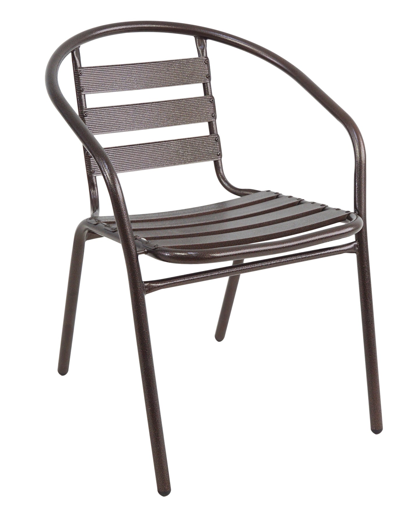 BTExpert Indoor Outdoor Bronze Restaurant Metal Aluminum Slat Stack Chairs Lightweight - Set of 4