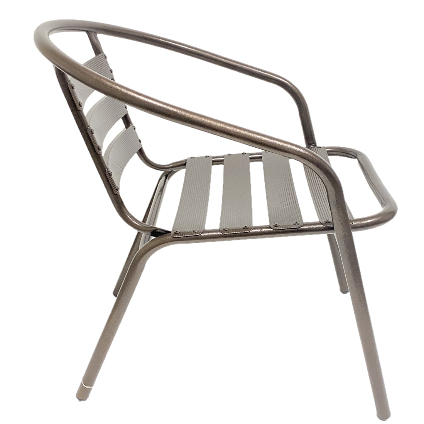 BTExpert Indoor Outdoor Set of 3 Bronze Restaurant Metal Aluminum Slat Stack Chairs Lightweight