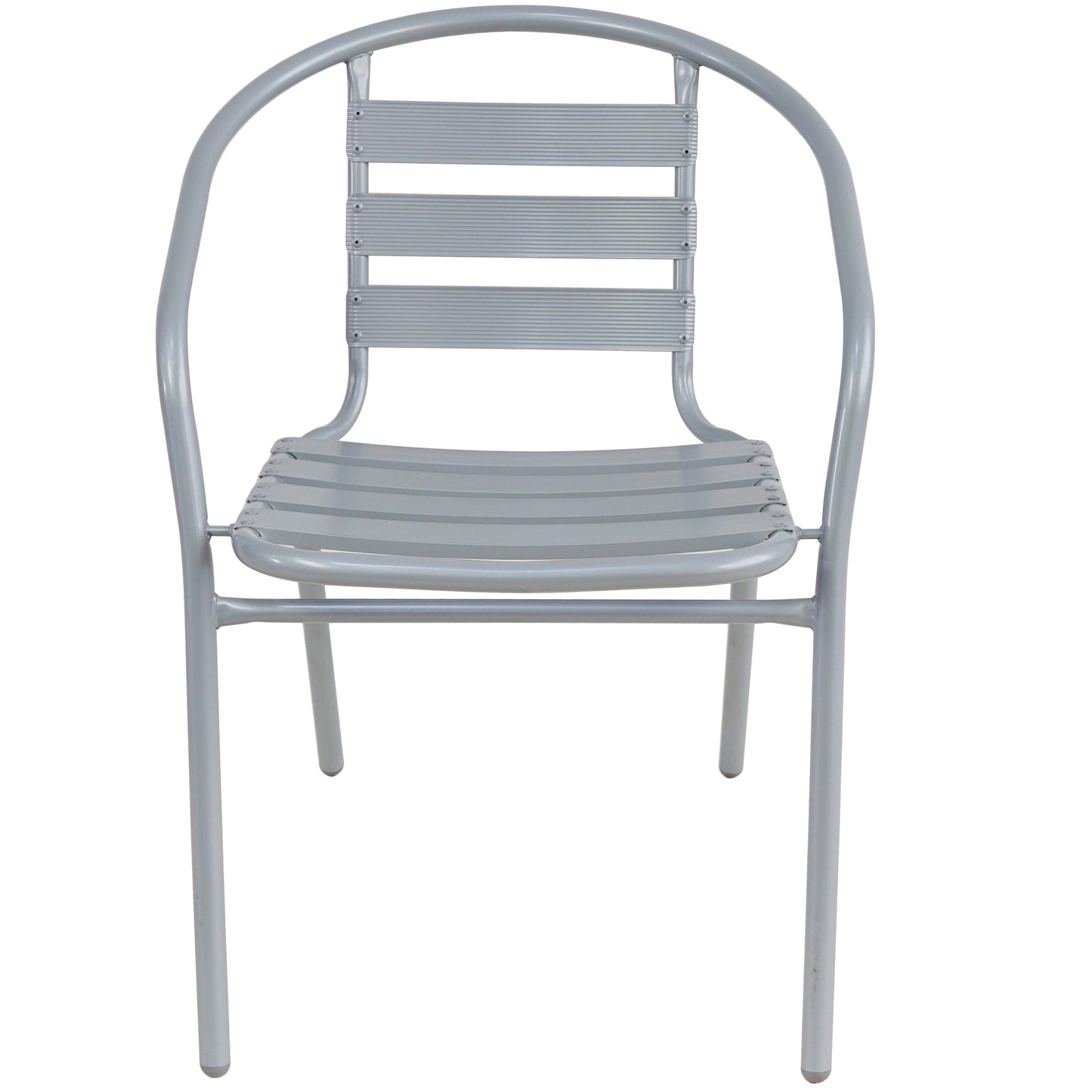 BTExpert Indoor Outdoor Set of 5 Silver Gray Restaurant Metal Aluminum Slat Stack Chairs Lightweight