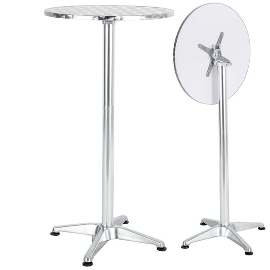 BTExpert 23.75" Round Table Restaurant height 45" Stainless Steel Silver Furniture 25.75" base - Set of 5