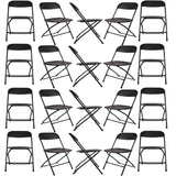 BTExpert Black Plastic Folding Chair Steel Frame, High Capacity for Office, Wedding, Party, Picnic, Dining, Church, School - Set of 20