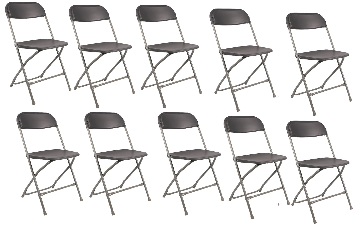 BTExpert Gray Plastic Folding Chair Steel Frame, High Capacity for Office, Wedding, Party, Picnic, Dining, Church, School - Set of 20