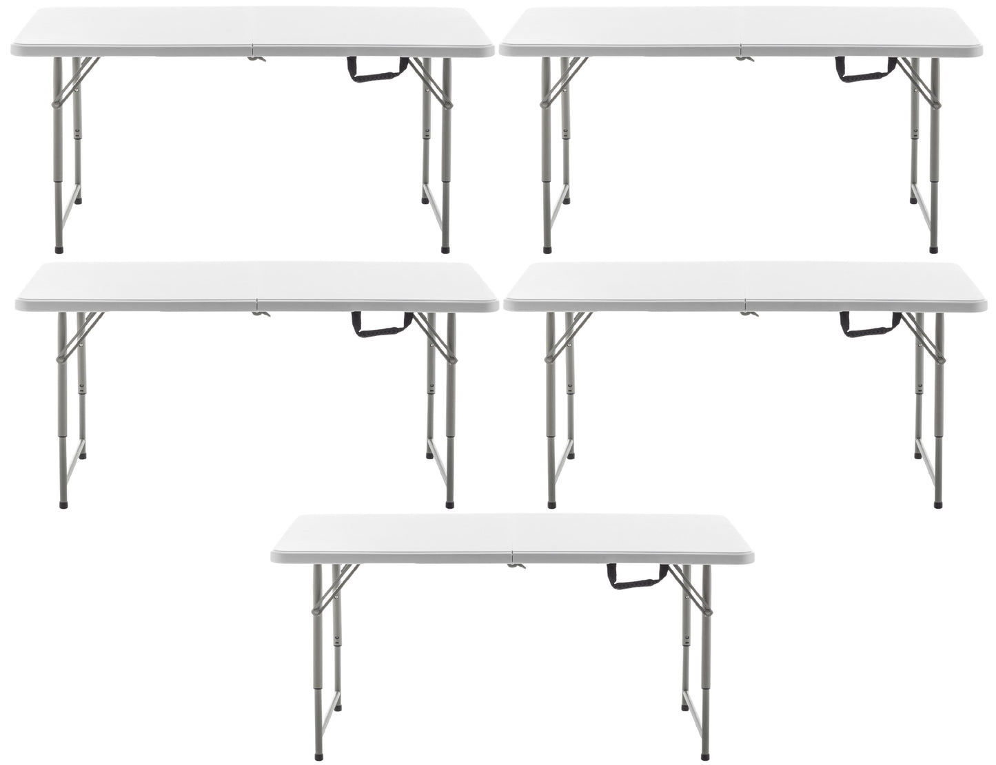 BTExpert Table 4Feet Height Adjustable Indoor Outdoor Easy to Clean Store Care White - Set of 5
