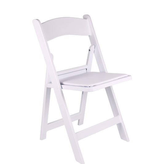 BTExpert Resin Folding Chair Vinyl Padded Seat Indoor Outdoor lightweight Set for Home White One