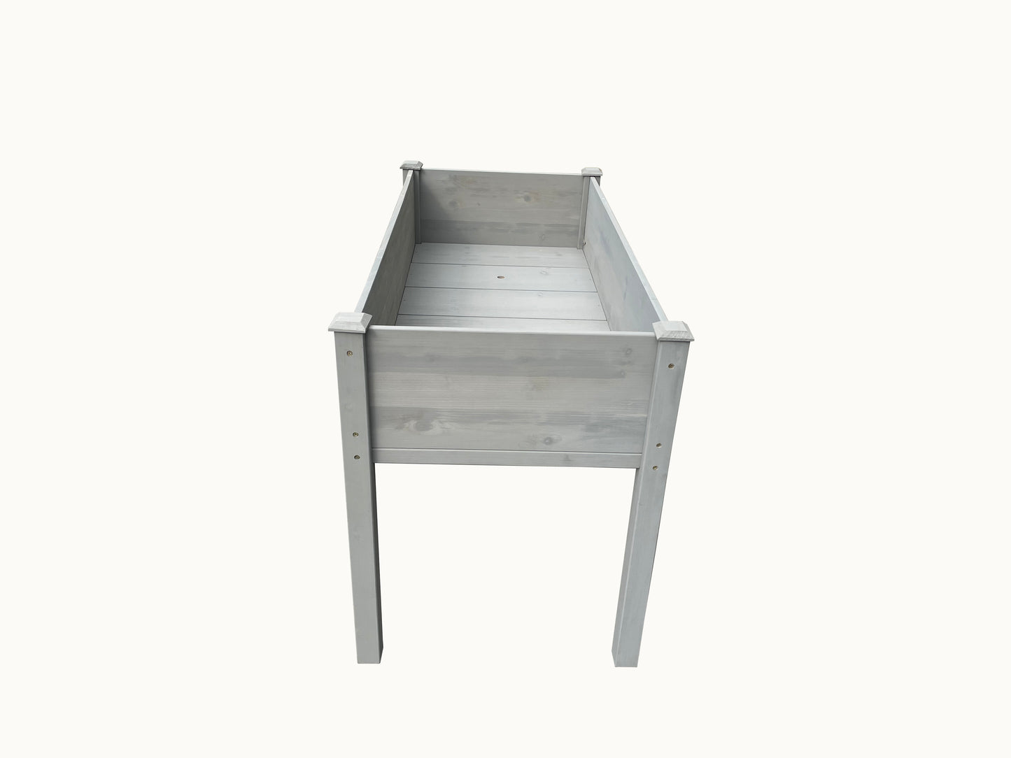 BTExpert 4ft Raised Garden Bed with Legs, 48x24x30in Grey Wood Planter Box with Liner for Vegetables, Flowers, Patio, Balcony
